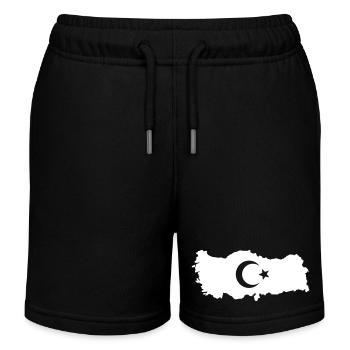 Kontur der Türkei mit Halbmond Stern - Kinder Organic Joggingshorts Mini Bolter von Stanley/Stella - Schwarz - Vorne