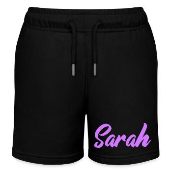 Sarah Namensschrift Druck - Kinder Organic Joggingshorts Mini Bolter von Stanley/Stella - Schwarz - Vorne