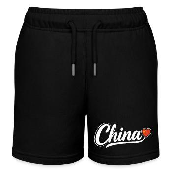 Écriture chinoise avec cœur de drapeau Patriotique - Short de jogging enfant bio Stanley/Stella - noir - Devant