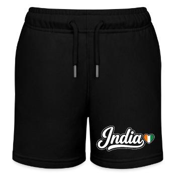 Écriture indienne avec cœur de drapeau patriotique - Short de jogging enfant bio Stanley/Stella - noir - Devant