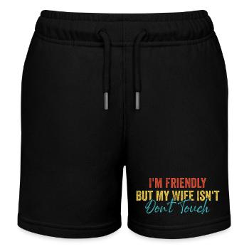 Je suis sympathique mais ma femme n’est pas rétro en parlant de design - Short de jogging enfant bio Stanley/Stella - noir - Devant