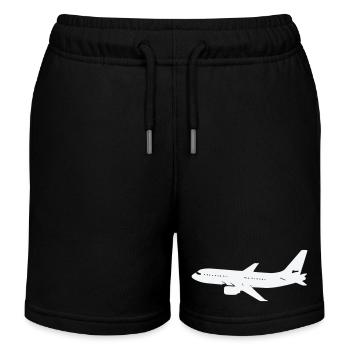 Silhouette d’avion sur fond blanc - Short de jogging enfant bio Stanley/Stella - noir - Devant