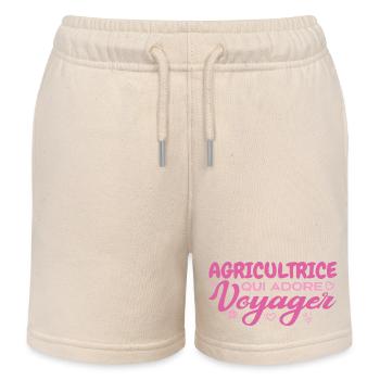 Agricultrice globe-trotteuse passionnée de voyages - Short de jogging enfant bio Stanley/Stella - écru doux - Devant