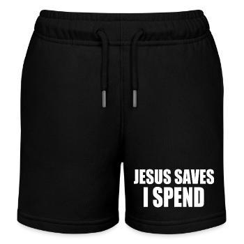 jesus saves i spend - Kinder Organic Joggingshorts Mini Bolter von Stanley/Stella - Schwarz - Vorne