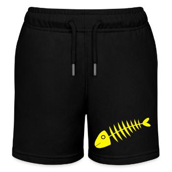 yellow fish comic fish - Kids Organic Sweat Shorts by Stanley/Stella - black - Front