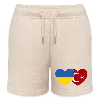 Ukraine Türkei Herz Flagge - Kinder Organic Joggingshorts Mini Bolter von Stanley/Stella - Natur - Vorne