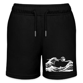 Kanagawa Waves Aesthetic Japanese Art Great Wave - Kids Organic Sweat Shorts by Stanley/Stella - black - Front