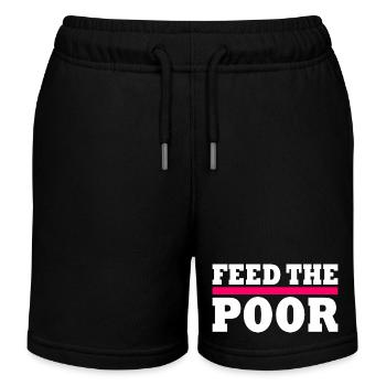 Feed the poor - Kids Organic Sweat Shorts by Stanley/Stella - black - Front