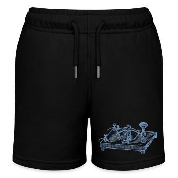 Vintage Morse Code Device, Retro Communication - Kids Organic Sweat Shorts by Stanley/Stella - black - Front