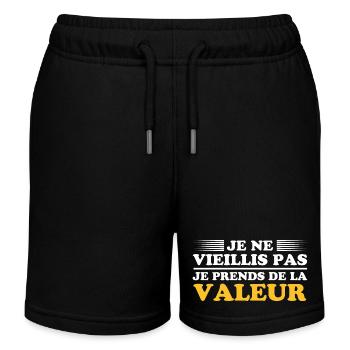 Je ne vieillis pas, je prends de la valeur - Short de jogging enfant bio Stanley/Stella - noir - Devant