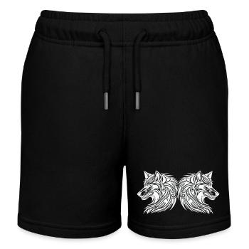wolf tribal wölfe - Kinder Organic Joggingshorts Mini Bolter von Stanley/Stella - Schwarz - Vorne