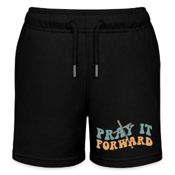 pray it forward - Kids Organic Sweat Shorts by Stanley/Stella - black - Front