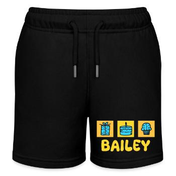 Vorname Bailey - Kinder Organic Joggingshorts Mini Bolter von Stanley/Stella - Schwarz - Vorne