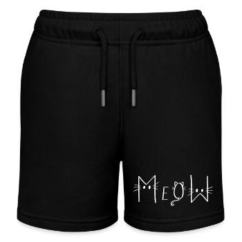 MEOW - meow cats - Kids Organic Sweat Shorts by Stanley/Stella - black - Front