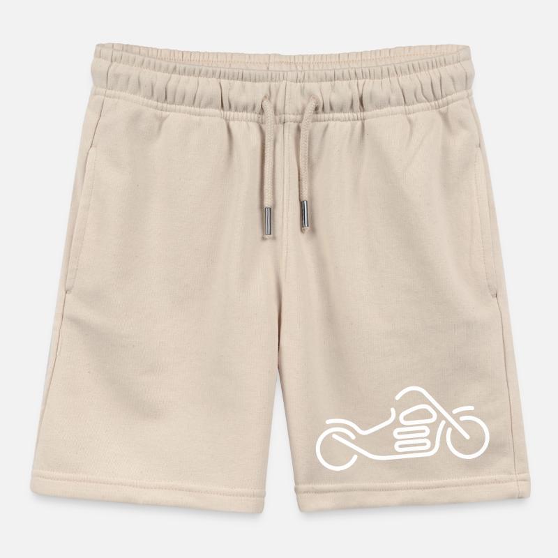 Chopper Drawing Motorcycle Motorcycle Flat Design Kids Organic Sweat Shorts by Stanley/Stella