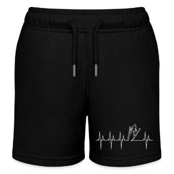 Ski Jumping Electrocardiogram ECG Ski Jumping - Kids Organic Sweat Shorts by Stanley/Stella - black - Front
