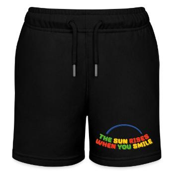 the sun rises when you smile - Kids Organic Sweat Shorts by Stanley/Stella - black - Front