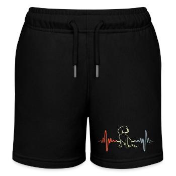 Hundewelpe Herzschlag Vintage - Kinder Organic Joggingshorts Mini Bolter von Stanley/Stella - Schwarz - Vorne