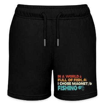 Neodym-Magnet zum Angeln, magnetischer Fischer - Kinder Organic Joggingshorts Mini Bolter von Stanley/Stella - Schwarz - Vorne