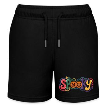 Spukige Kürbis Schriftzug - Kinder Organic Joggingshorts Mini Bolter von Stanley/Stella - Schwarz - Vorne