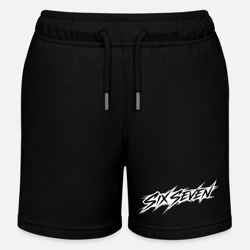 six seven - Kids Organic Sweat Shorts by Stanley/Stella - black