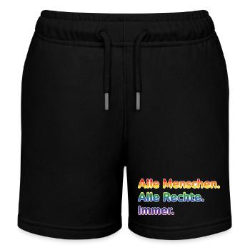 All people. All rights reserved. Always. – Pride Stateme - Kids Organic Sweat Shorts by Stanley/Stella - black - Front