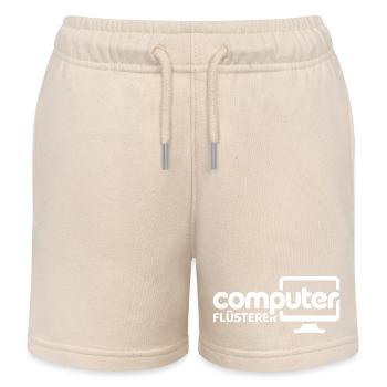 Computer Whisperer Monitor Illustration - Kids Organic Sweat Shorts by Stanley/Stella - soft Ecru - Front