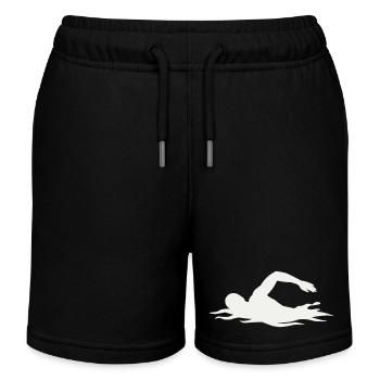 Schwimmer-Silhouette im Wasser - Kinder Organic Joggingshorts Mini Bolter von Stanley/Stella - Schwarz - Vorne