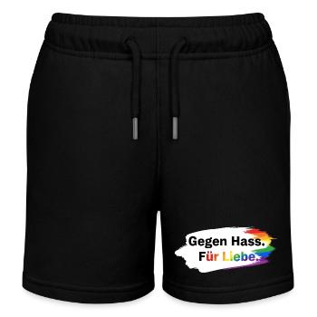 Gegen Hass Für Liebe Regenbogen T-Shirt CSD Pride - Kinder Organic Joggingshorts Mini Bolter von Stanley/Stella - Schwarz - Vorne