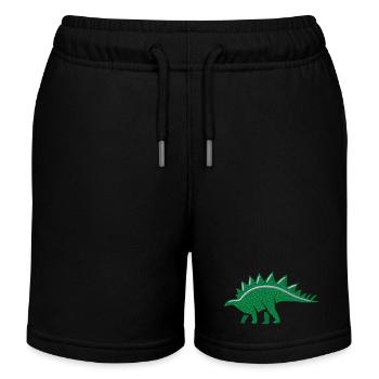 Stegosaurus bestickt - Kinder Organic Joggingshorts Mini Bolter von Stanley/Stella - Schwarz - Vorne