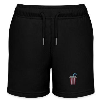 Embroidered lemonade cup - Kids Organic Sweat Shorts by Stanley/Stella - black - Front