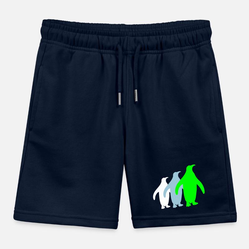 3 Silhouettes de pingouins Trois amis Équipe Rangée Short de jogging enfant bio Stanley/Stella
