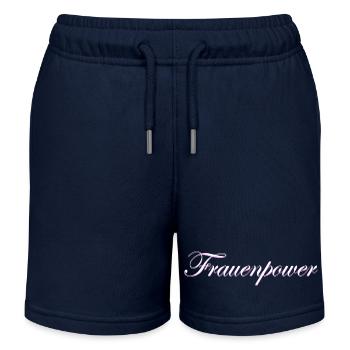 Schriftzug Frauenpower - Kinder Organic Joggingshorts Mini Bolter von Stanley/Stella - Navy - Vorne