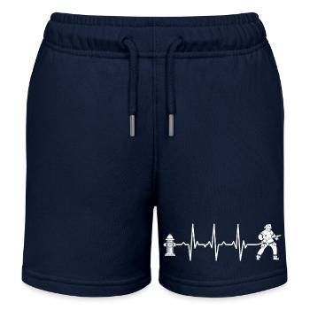 Firefighter Firefighter Heartbeat - Kids Organic Sweat Shorts by Stanley/Stella - navy - Front