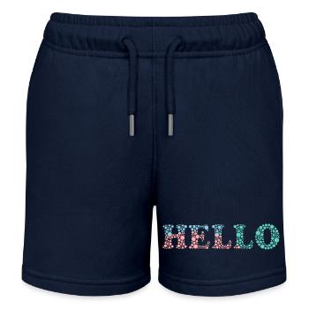 HELLO. BONJOUR. SALUT. COOL. HUMOUR - Short de jogging enfant bio Stanley/Stella - bleu marine - Devant