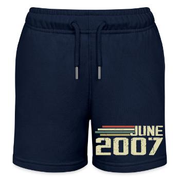 June 2007 Anniversary June 2007 June 2007 Birthday - Kids Organic Sweat Shorts by Stanley/Stella - navy - Front