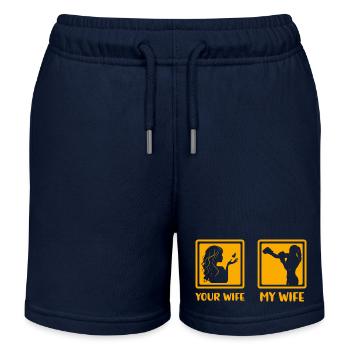 Boxende Ehefrau Frau - Kinder Organic Joggingshorts Mini Bolter von Stanley/Stella - Navy - Vorne
