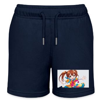 Ein niedliches manga maedchen - Kinder Organic Joggingshorts Mini Bolter von Stanley/Stella - Navy - Vorne