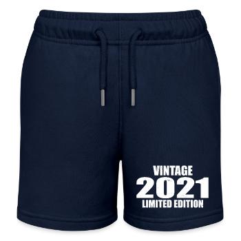 Vintage 2021 Geburtstag 2021 Retro 2021 - Kinder Organic Joggingshorts Mini Bolter von Stanley/Stella - Navy - Vorne