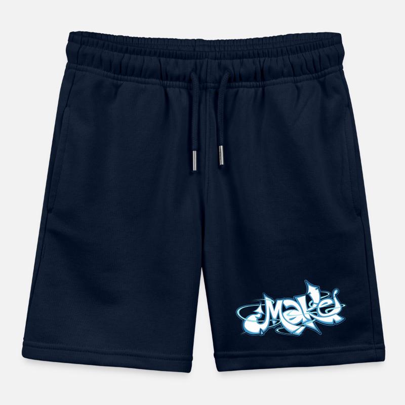 Blue word make graffiti Kids Organic Sweat Shorts by Stanley/Stella