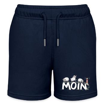 Moin Schafe Leuchtturm Nordsee Küstenhumor - Kinder Organic Joggingshorts Mini Bolter von Stanley/Stella - Navy - Vorne