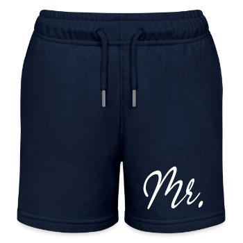 M. Matching Couple Fiançailles Mariage Lune de miel - Short de jogging enfant bio Stanley/Stella - bleu marine - Devant