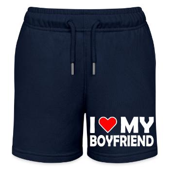 I love my boyfriend - Kids Organic Sweat Shorts by Stanley/Stella - navy - Front