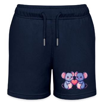 Souris Couple Amour Couple Amoureux - Short de jogging enfant bio Stanley/Stella - bleu marine - Devant