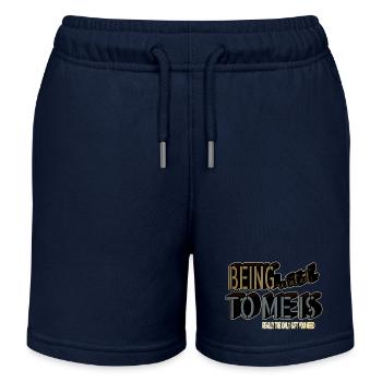 dino bike moon gift idea gift happy - Kinder Organic Joggingshorts Mini Bolter von Stanley/Stella - Navy - Vorne