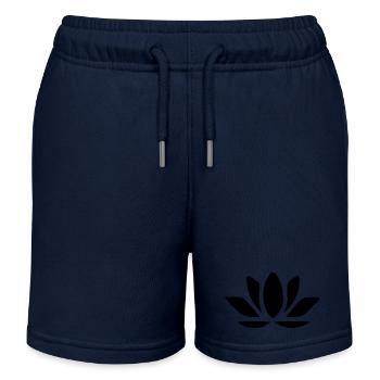 Fleur de lotus Fleur de lotus Symboles de yoga Noir - Short de jogging enfant bio Stanley/Stella - bleu marine - Devant