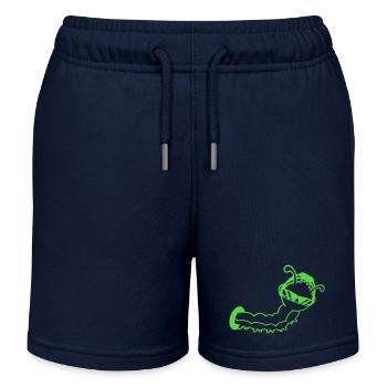 Coole Süße DJ Raupe Frisst Loch Party Club Musik - Kinder Organic Joggingshorts Mini Bolter von Stanley/Stella - Navy - Vorne