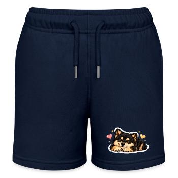 Gemütlicher finnischer Lapphund - Kinder Organic Joggingshorts Mini Bolter von Stanley/Stella - Navy - Vorne