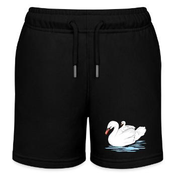 Une maman cygne blanc et son bébé - Short de jogging enfant bio Stanley/Stella - bleu marine - Devant
