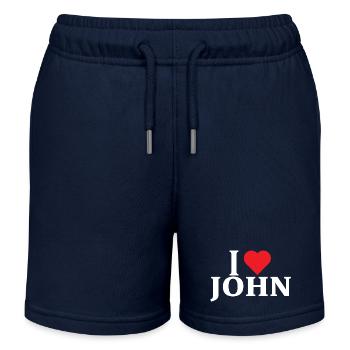 nom t-shirt I love John t-shirt idée cadeau - Short de jogging enfant bio Stanley/Stella - bleu marine - Devant